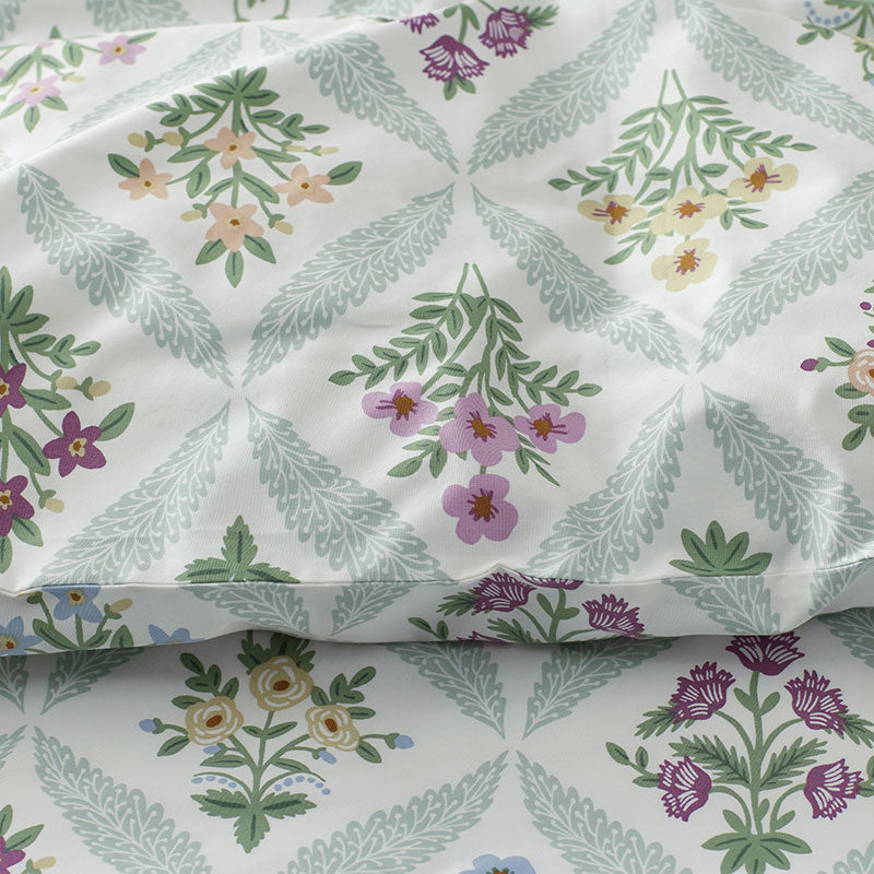 Estee Garden Classic Smooth Sateen Duvet Cover - Ivory Multi, Full/Queen