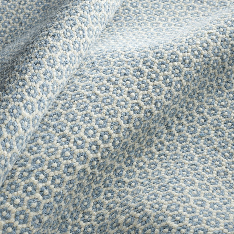 Honeycomb Handwoven Wool Rug -  French Blue, 2' x 3'