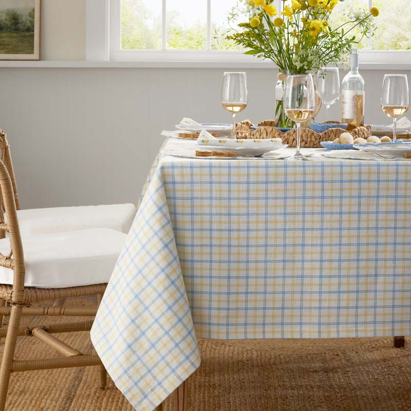 Classic Plaids Yarn-Dyed Tablecloth - Graph Plaid Yellow, 70 in. x 90 in.