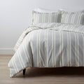 Tailored Stripes and Plaids Classic Cool Cotton Percale Bed Duvet Cover - Wide Stripe Navy, Twin XL