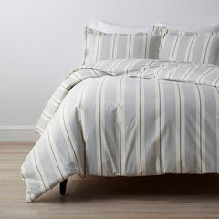 Tailored Stripes and Plaids Classic Cool Cotton Percale Bed Duvet Cover - Wide Stripe Navy, Full