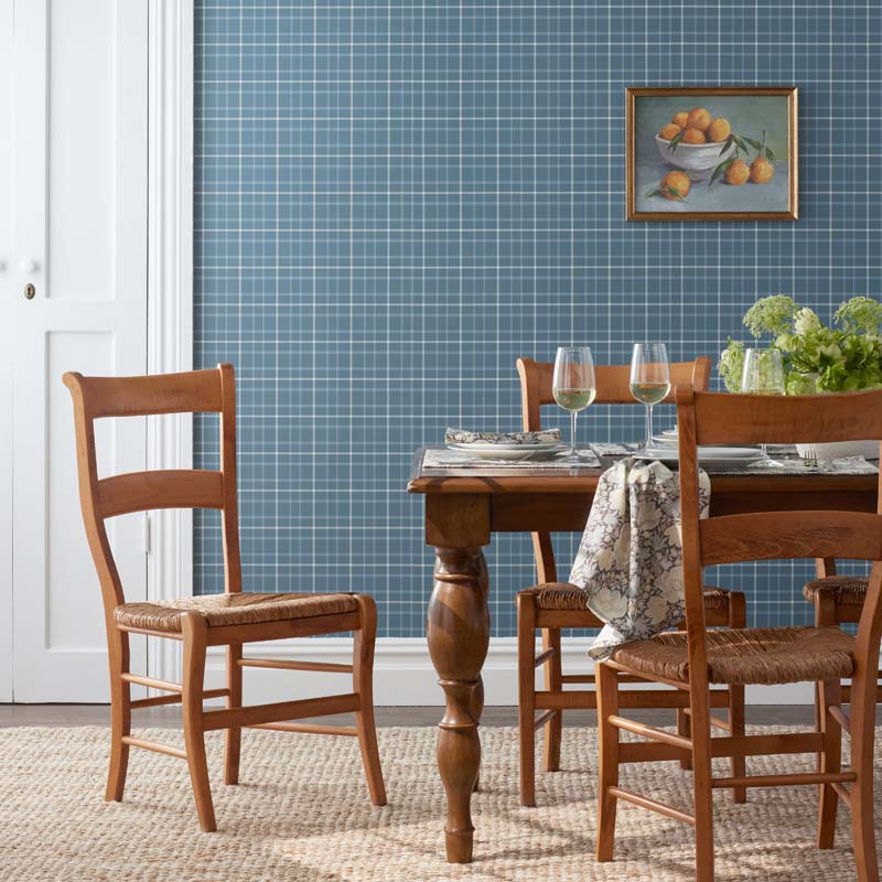 Plaid Traditional Wallpaper - Mineral, Swatch