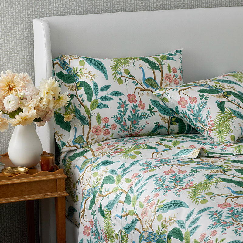 Peacock Classic Smooth Sateen Bed Sheet Set - Cream, Queen