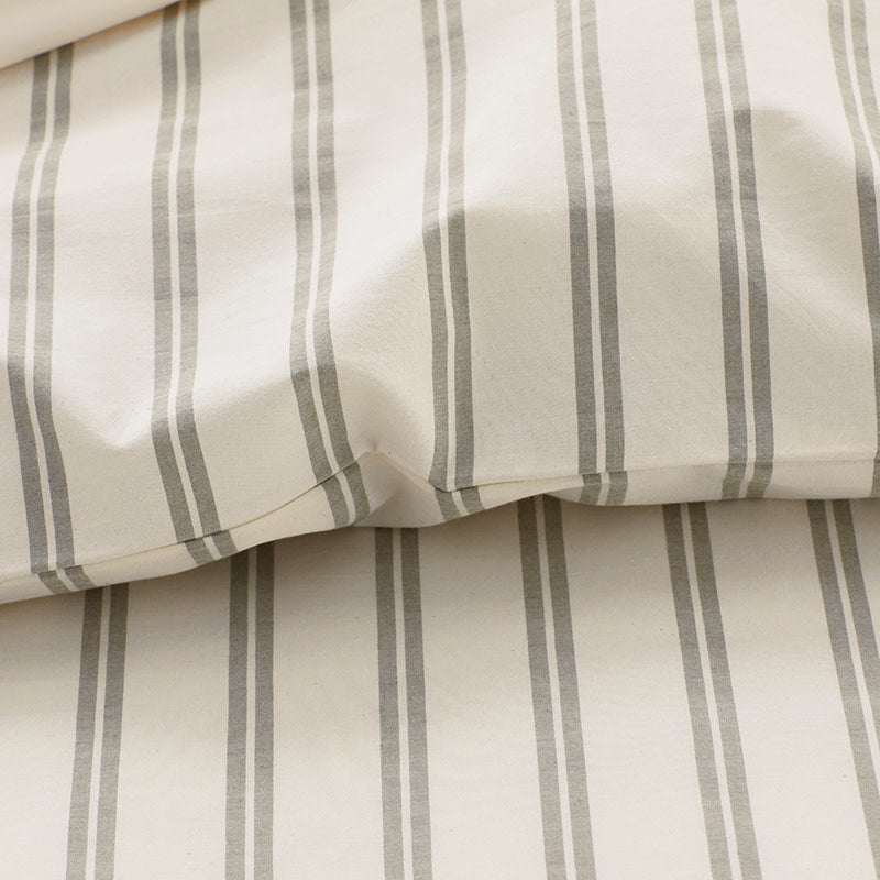Tailored Stripes and Plaids Classic Cool Cotton Percale Pillowcase Set - Narrow Stripe Moss Green, King