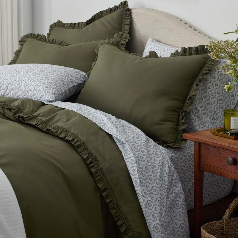 Tira Floral Classic Cool Cotton Percale Sham - Flower Green, King