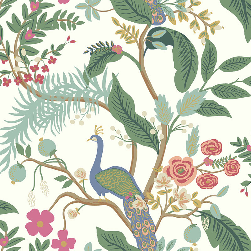 Peacock Traditional Wallpaper - Periwinkle, Roll
