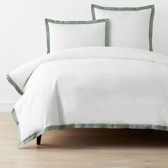 Solid Border Classic Cool Cotton Percale Duvet Cover - Thyme, Twin/Twin XL
