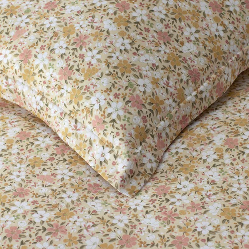 Joyful Floral Classic Smooth Sateen Duvet Cover - Gold, Twin/Twin XL