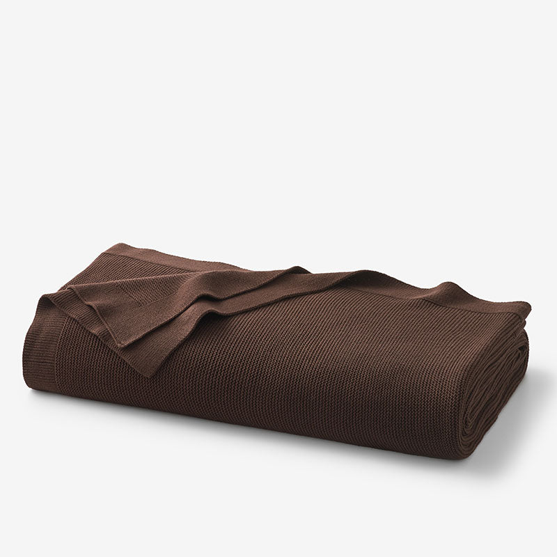 Classic All Season Breathable Cotton Knit Blanket - Brown, Twin/Twin XL