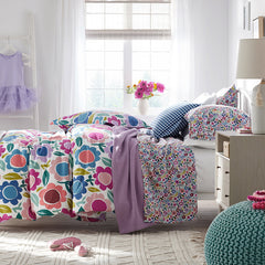 Joyful Flower Classic Cool Organic Cotton Percale Comforter Set - White, Twin/Twin XL