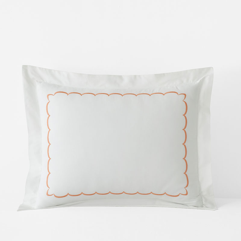 Scallop Embroidered Premium Cool Egyptian Percale Sham - Melon, Standard