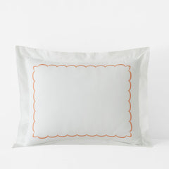 Scallop Embroidered Premium Cool Egyptian Percale Sham - Melon, Standard