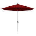 Round Outdoor Patio Umbrella, Fiberglass with Twist Tilt - Black Finish, Jockey Red, 11'