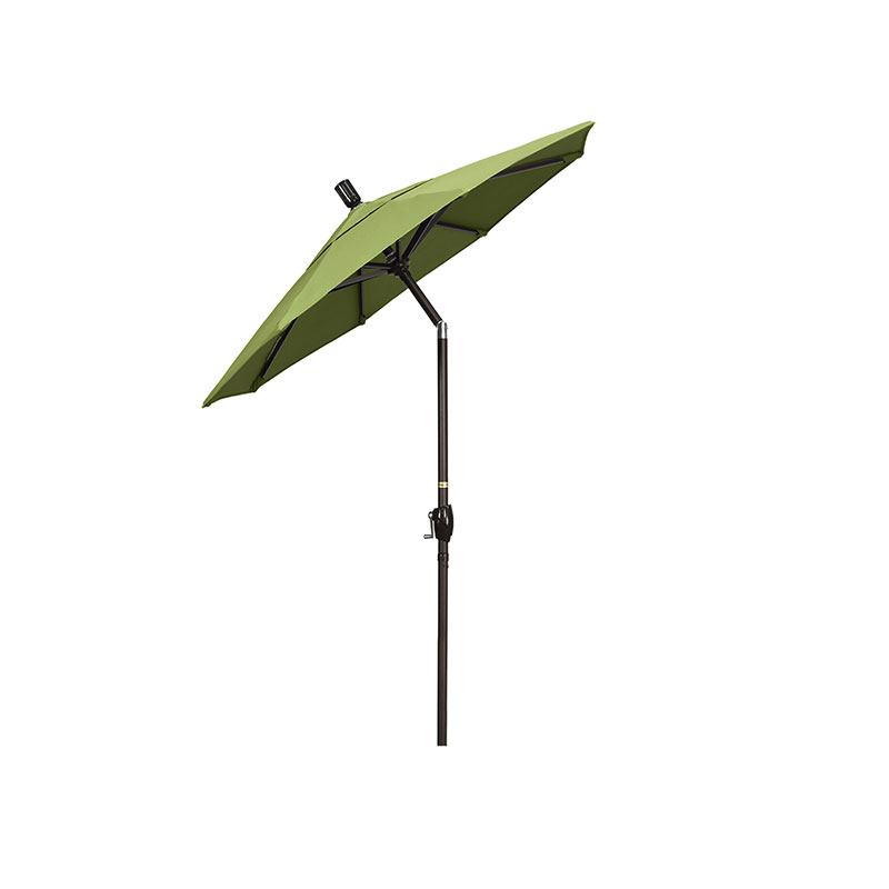 6' Round Outdoor Patio Umbrella, Aluminum with Push Button Tilt - Bronze Finish, Ginkgo