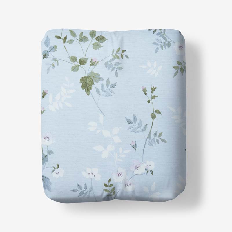 Wispy Meadow Premium Smooth Wrinkle-Free Sateen Fitted Bed Sheet - Blue Multi, King
