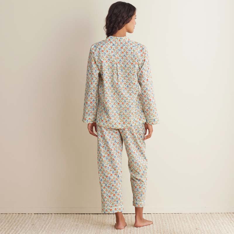 Printed Voile Women's Cropped Pajama Set - Meadow Song, XXL