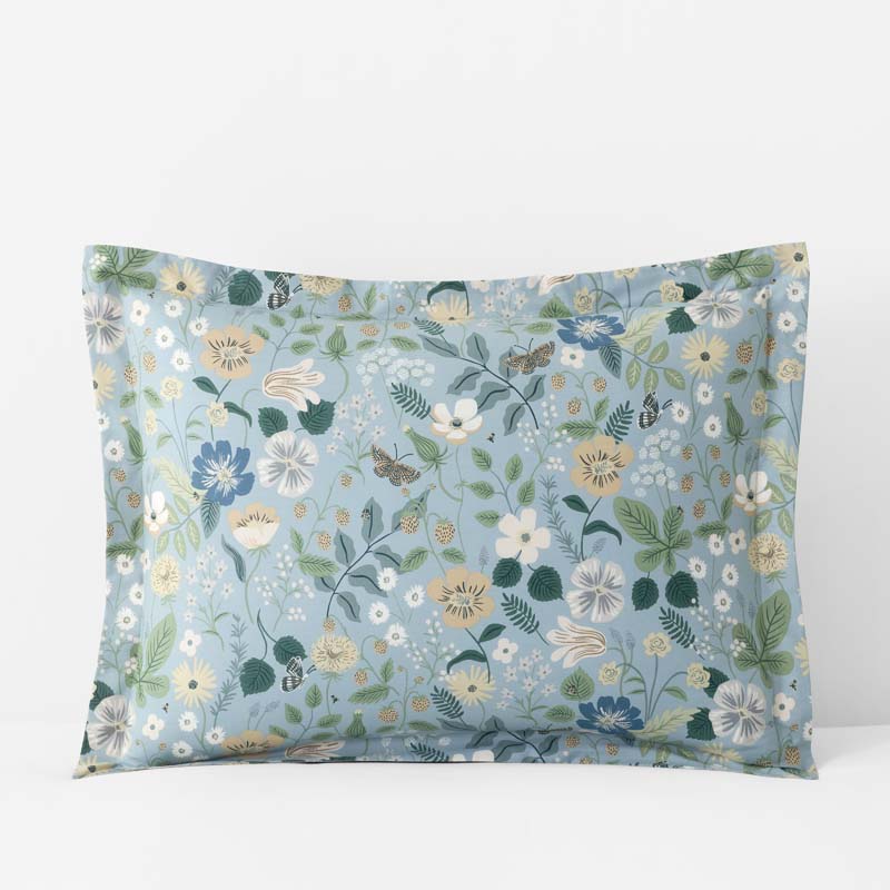 Strawberry Fields Classic Cool Cotton Percale Reversible Sham - Slate, King