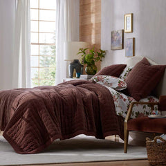 Tufted Stitch Velvet Quilted Sham - Bordeaux, Standard