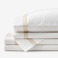 Contrast Border Premium Cool Supima® Cotton Percale Bed Sheet Set - Oatmeal, Twin