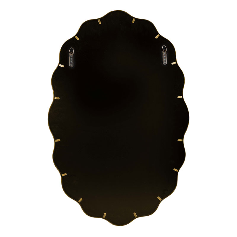 Oval Scalloped Metal Frame Wall Mirror - Gold