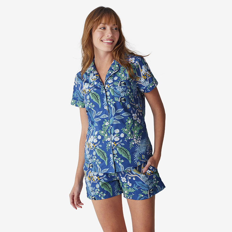 Poplin Women's Shorts Set - Peacock, XXL