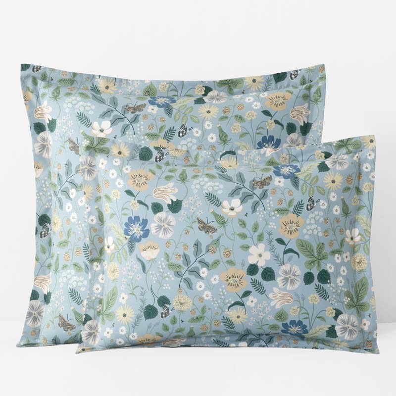 Strawberry Fields Classic Cool Cotton Percale Reversible Sham - Slate, Euro