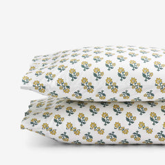 Suhana  Garment Washed Cotton Percale Pillowcase Set - Yellow, Standard