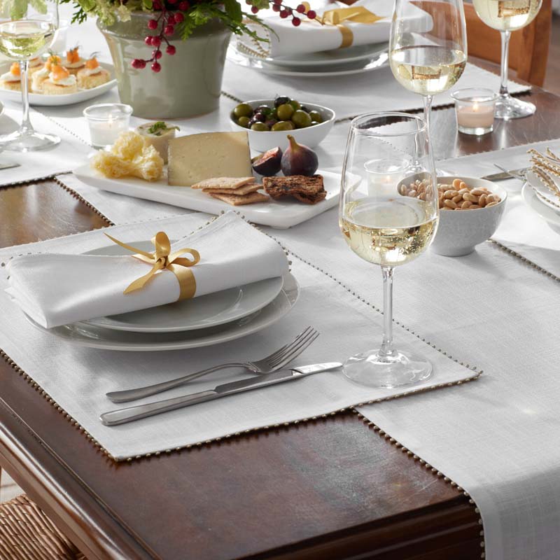 Pom Fringe Table Runner - Metallic Gold, 16 in. x 90 in.