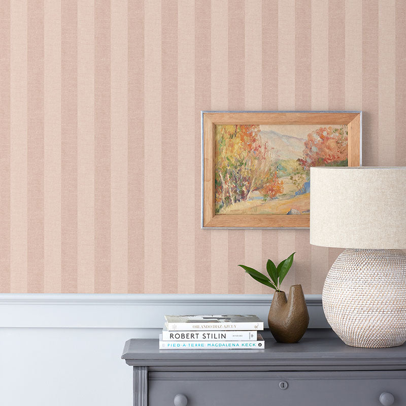Ava Traditional Wallpaper - Stripe Clay, Swatch