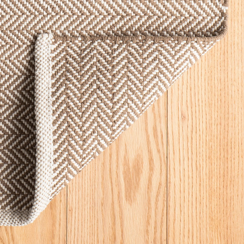 Herringbone Handwoven Cotton Rug - Stone, 4' x 6'