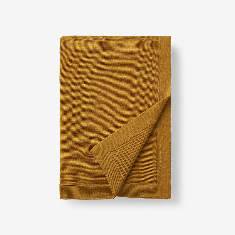Classic All Season Breathable Cotton Knit Throw - Gold