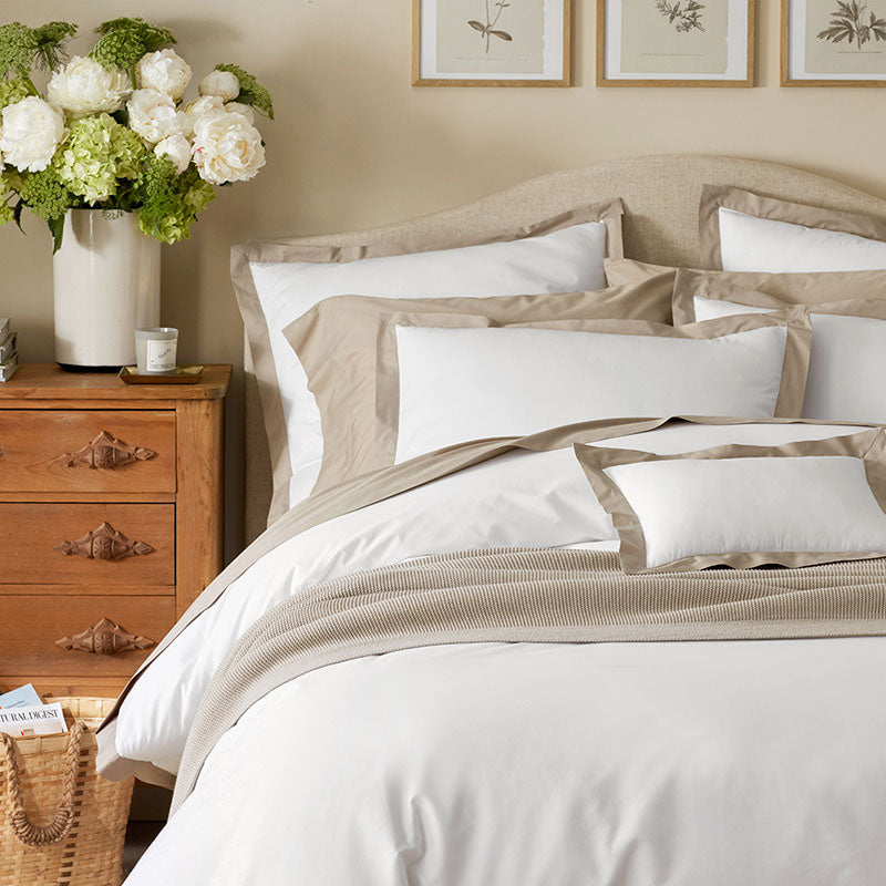 Solid Border Classic Cool Cotton Percale Duvet Cover - Cocoa, Twin/Twin XL