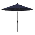 Round Outdoor Patio Umbrella, Fiberglass with Twist Tilt - Black Finish, Navy, 9'
