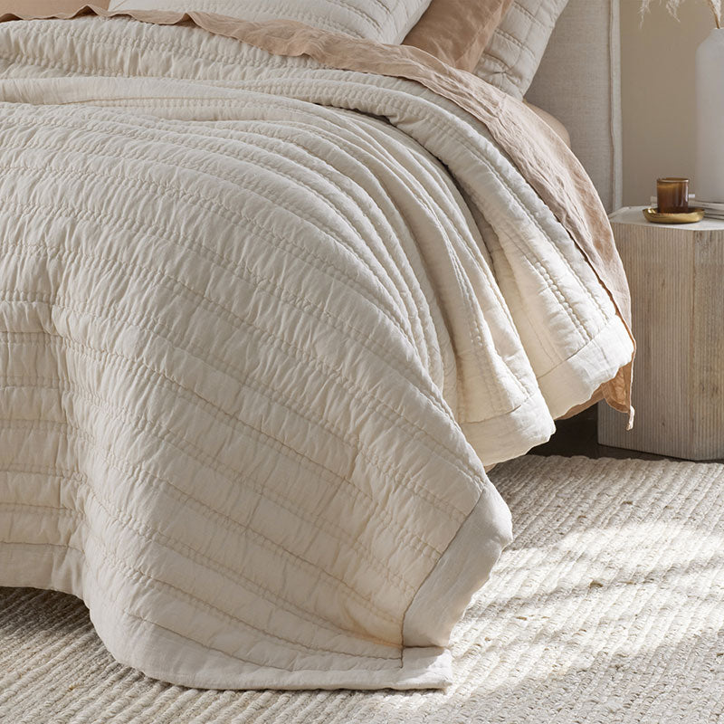 Premium Breathable Washed Linen Solid Quilt - Linen, Twin/Twin XL