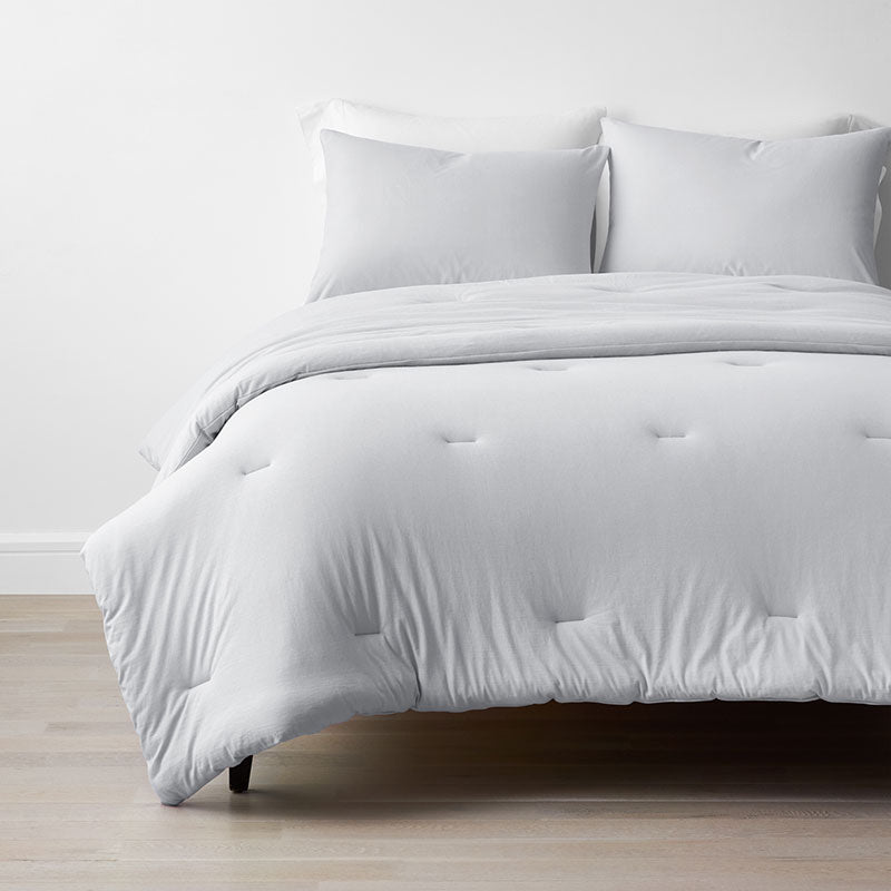 T-Shirt Soft Jersey Knit Comforter Set - Light Gray, Full/Queen