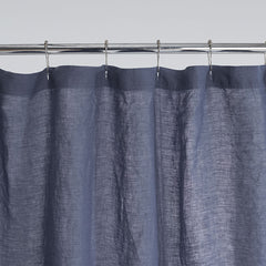 Premium Breathable Washed Linen Solid Shower Curtain - Denim Blue