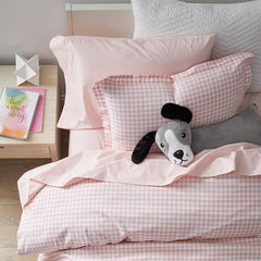 Gingham Classic Cool Organic Cotton Percale Comforter Set - Petal Pink, Twin/Twin XL