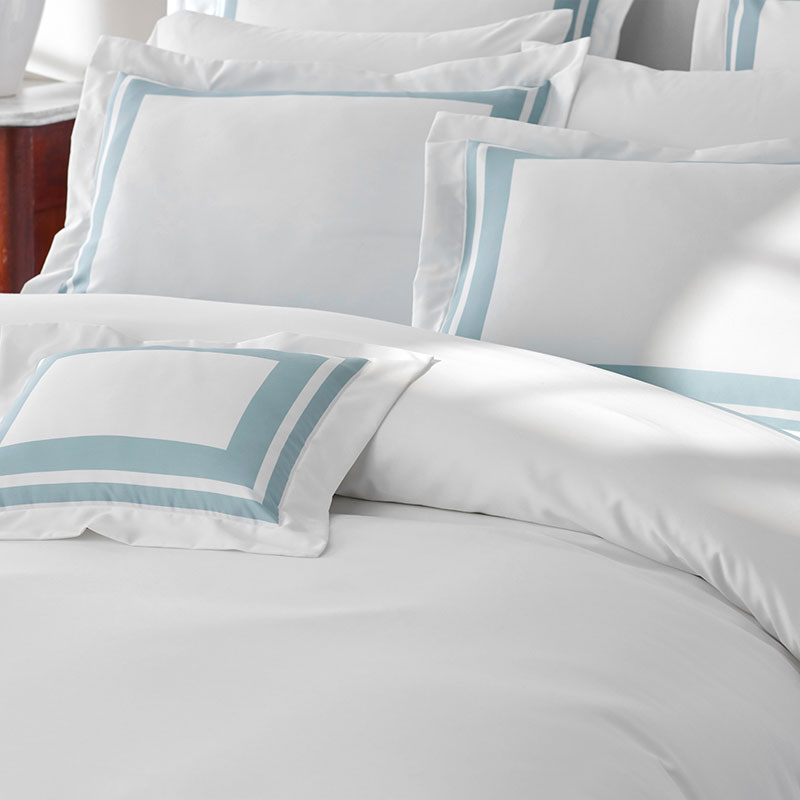 Double Border Premium Smooth Supima® Cotton Wrinkle-Free Sateen Duvet Cover - Cloud, King/Cal. King