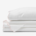 Embroidered Scallop Classic Smooth Sateen Solid Bed Sheet Set - Blush, Full