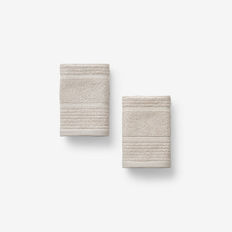Textured Stripe Washcloths, Set of 2 - Alabaster