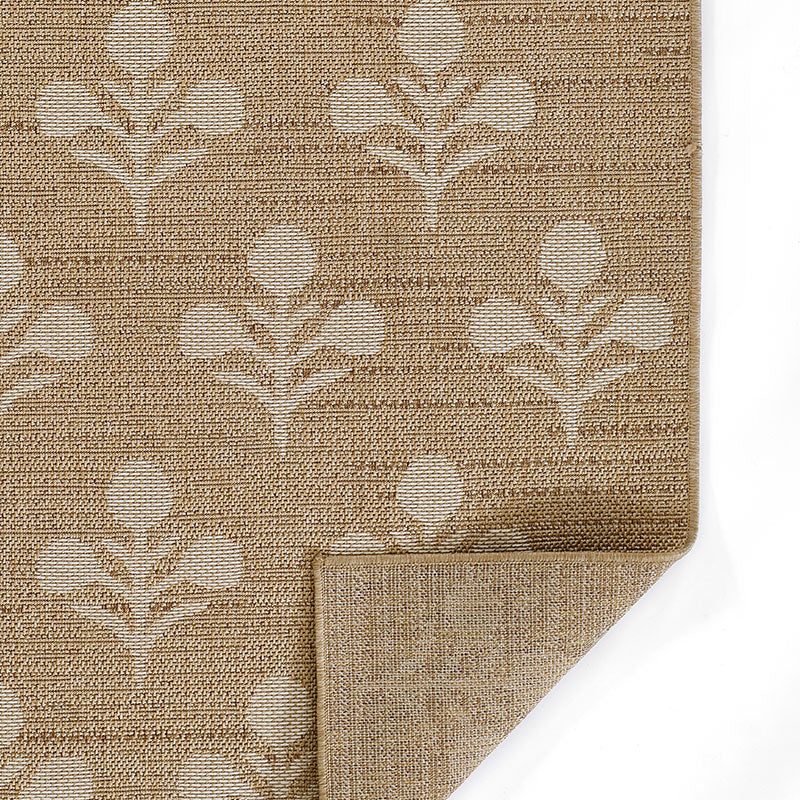Floral Outdoor Rug -  Beige, 5' 3" x 7'