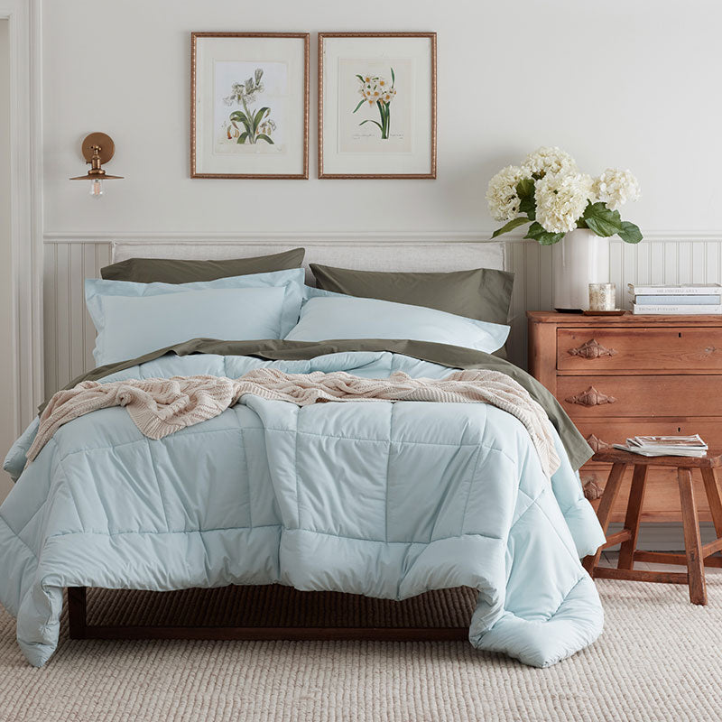 Classic Cool Cotton Percale Comforter - Pale Blue, Full