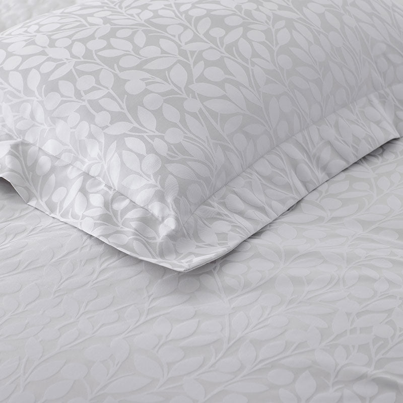 Jacquard Leaf Yarn-Dyed Premium Smooth Supima® Cotton Wrinkle-Free Sateen Sham - Light Gray, Euro