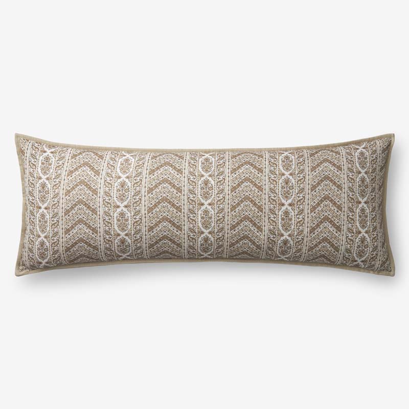 Kaveri Decorative Lumbar Pillow Cover - Beige Tan, 14 in. x 40 in.