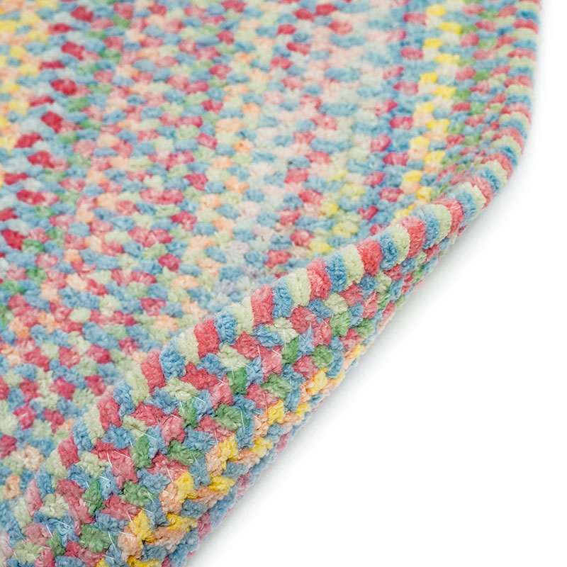 Garden Stripe Reversible Braided Cotton Rug - Blue, 5' x 5' Round