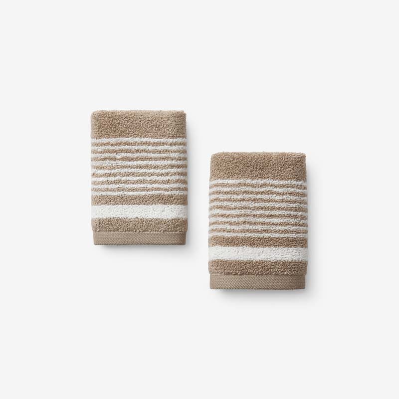 Plush Spa Stripe Washcloths, Set of 2 - Light Mocha