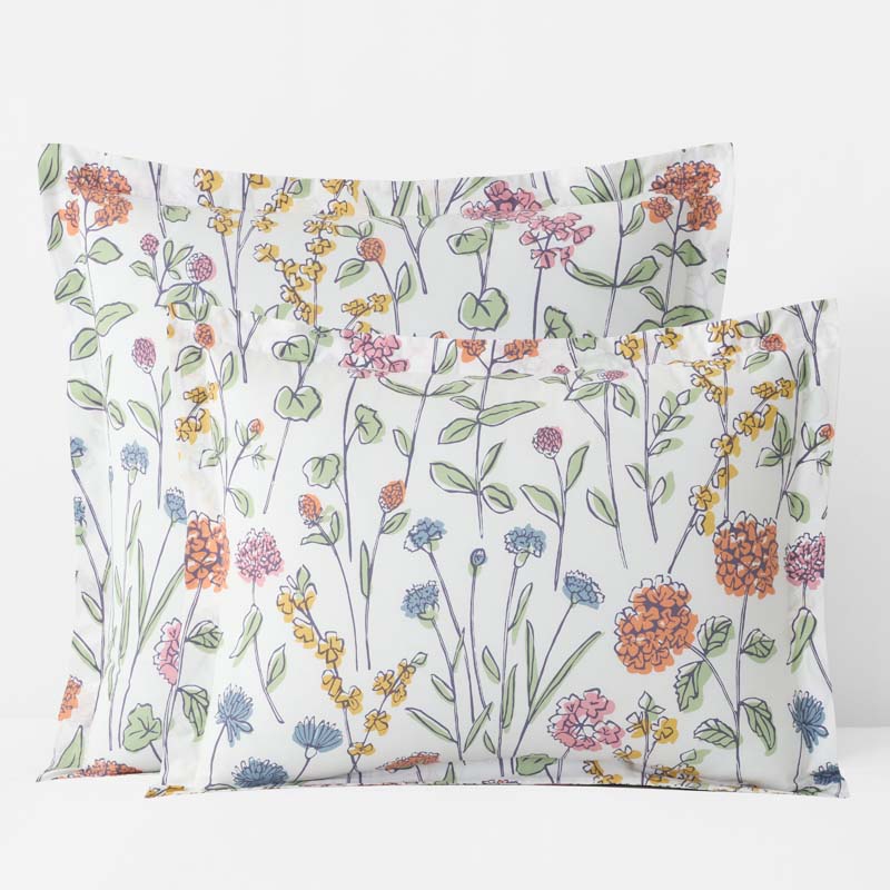 Garden Mirage Classic Cool Cotton Percale Sham - White Multi, Standard