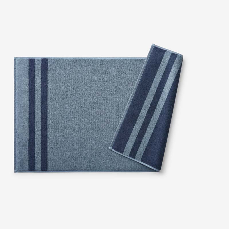 Mirage Aegean Cotton Reversible Stripe Bath Mat - Smoky Blue, 20 in. x 36 in.