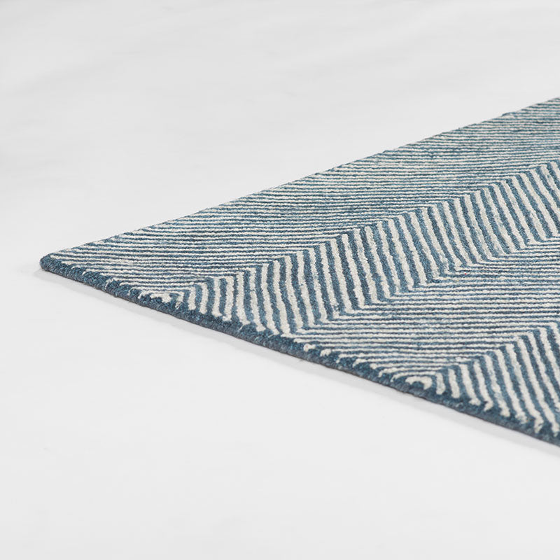 Herringbone Hand Tufted Wool Rug - Denim, 2' 3" x 8' Runner