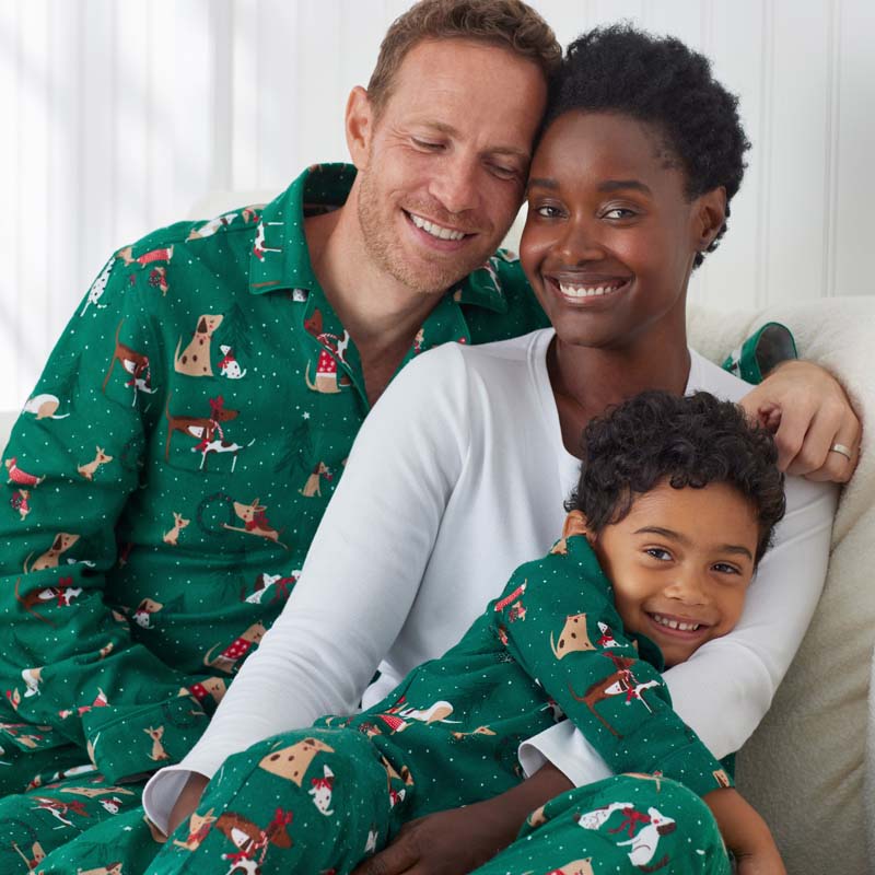 Family Flannel Kid's Button-Down Pajama Set - Holiday Pups, 6/7